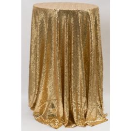 120 Inch Round Gold Sequin Tablecloth / Overlay