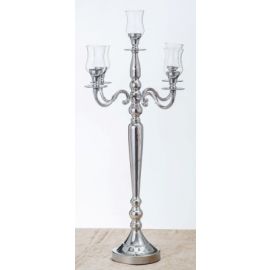 78cm Silver 5 Arm Candelabra with Glass  Holders