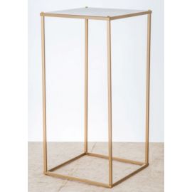 Gold Metal Rectangle Flower Stand Table Pedestal 60cm