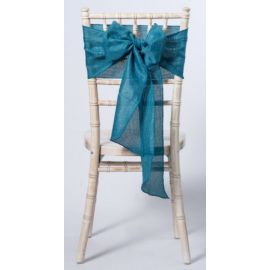 Teal Green Linen Wedding Chair Cover Sashes 8" x 108"