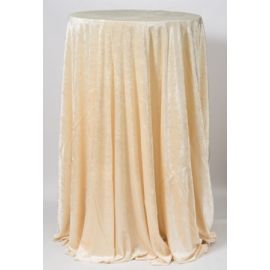 Ivory Crushed Velvet Tablecloth Round 132"
