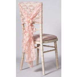 Blush Pink Lace Vintage Wedding Chair Cover Hood Wrap 29" x 70"