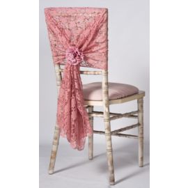 Dusky Pink Lace Vintage Wedding Chair Cover Hood Wrap 29" x 70"