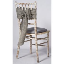 Silver Linen Wedding Chair Cover Sashes 8" x 108"