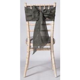Dark Grey Linen Wedding Chair Cover Sashes 8" x 108"