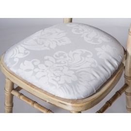 Jacquard Print White Chiavari Chair Polyester Seat Pad Covers (Shower Caps)  