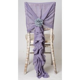 Lavender Grey Chiffon Fancy Chiavari Chair Wedding Hood & Ruffle Tail Set 