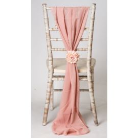 Rose Gold Chiavari Chair Cover Wedding Chiffon Vertical Drops 
