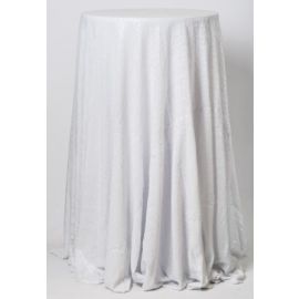 132 Inch Round White Sequin Tablecloth / Overlay