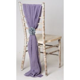 Lavender Grey Chiavari Chair Cover Wedding Chiffon Vertical Drops 