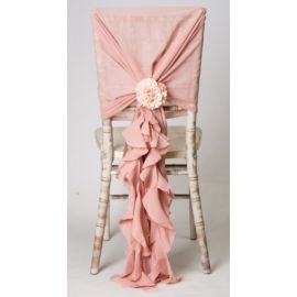 Rose Gold Chiffon Fancy Chiavari Chair Wedding Hood & Ruffle Tail Set