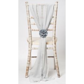 Silver Chiavari Chair Cover Wedding Chiffon Vertical Drops 