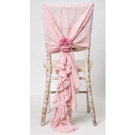 Blush Pink Chiffon Fancy Chiavari Chair Wedding Hood & Ruffle Tail Set