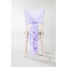 Lilac Chiffon Fancy Chiavari Chair Wedding Hood & Ruffle Tail Set