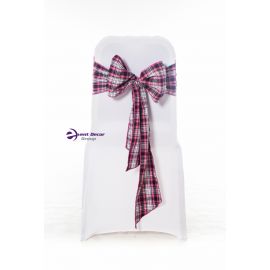 Pink Tartan Check Pink White & Black Chair Cover Sashes Bow