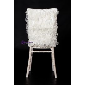 Ivory Fancy Ruffle Back Chiavari Chair Hood Wedding 1/2 Size