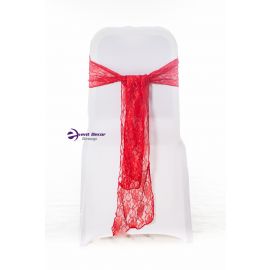 Red Lace Vintage Wedding Chair Cover Sashes 8" x 108"
