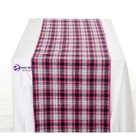 Pink Tartan Check Pink White & Black Table Runners