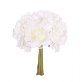 26cm Cream Solid Centre Open Rose 7 Heads