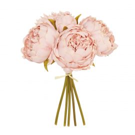 28cm Artificial Bisque Peony x5 Posy 