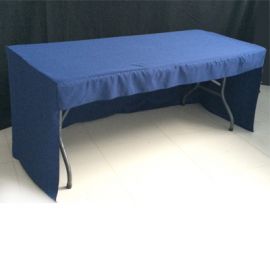 6ft Navy Blue Rectangular Fitted 3 sided Polyester Trestle Table Banqueting Tablecloth