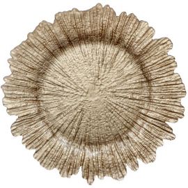 Champagne Gold Glass Floral Reef Charger Plate to buy