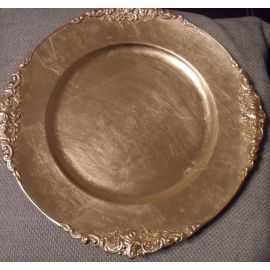 24 x Gold Plastic Charger Plate with Antique Design to buy