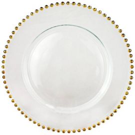  Gold Glass Beaded Charger Plate 33cm (13")