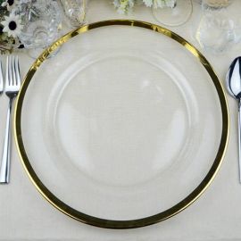 Glass Charger Plate With Gold Rim  GP0241