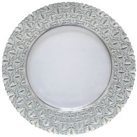 Silver Star Pattern Band Glass Charger Plate to buy