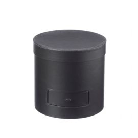 BLACK ROUND FLOWER BOX LINED WITH DRAWER