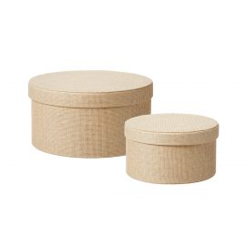 Exclusive Beige Natural Woven Effect Style Hat Box (Set of 2)  Like Ikea