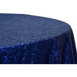 120 Inch Round Navy Sequin Tablecloth