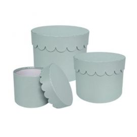 Duck Egg Scalloped Hat Box Set of 3 