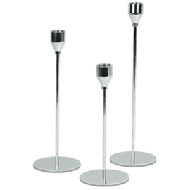 Small Silver Candle Holder set of 3  22cm,28cm & 33cm