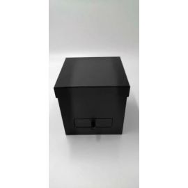 BLACK SQUARE FLOWER BOX LINED WITH DRAWER