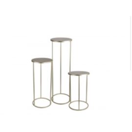 Set of 3 Antique Gold Metal  Flower Cake Stand Table Pedestal Plinth ROUND 100cm, 70cm & 50cm