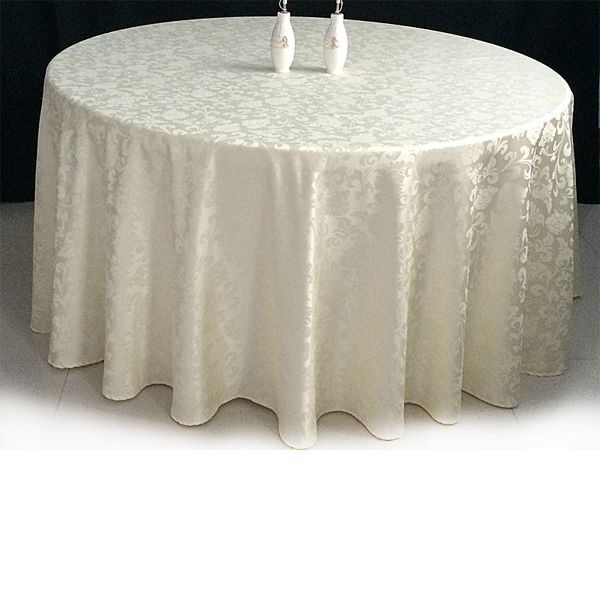 120 Inch Ivory Damask Round Banqueting, Ivory Tablecloths 120 Round