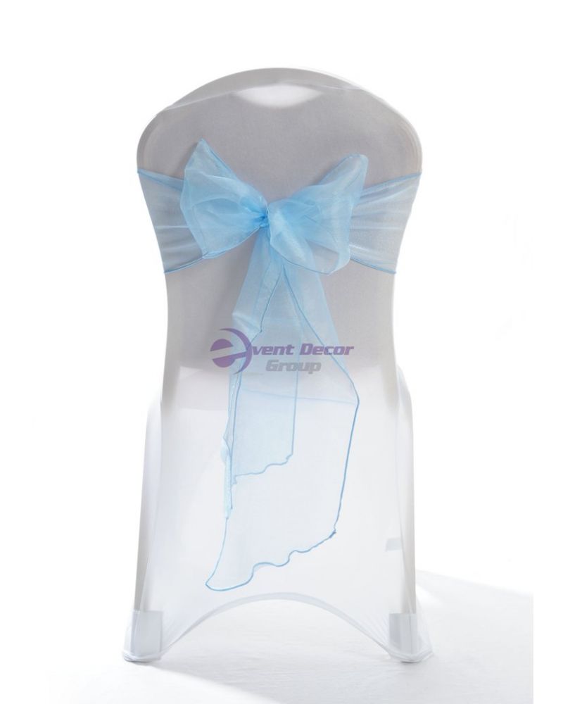 Light Blue Crystal Organza Chair Cover Sashes