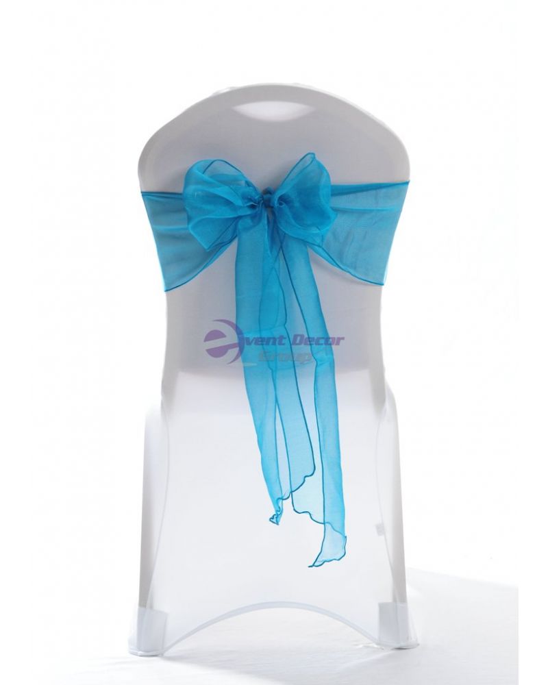Teal Green Crystal Organza Chair Cover Sashes