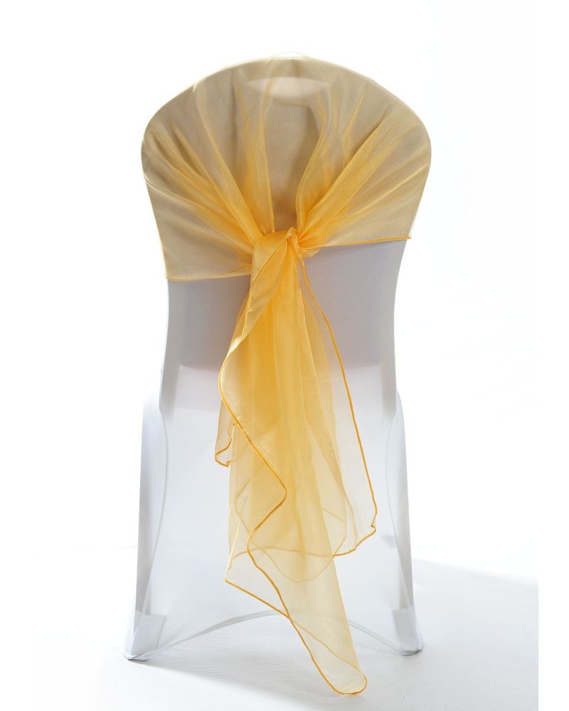 Gold Crystal Organza Chair Cover Hoods Wrap