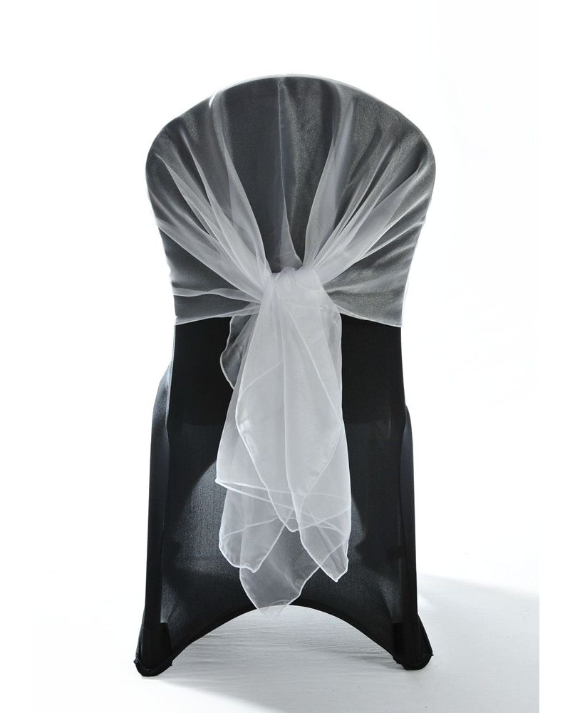 White Crystal Organza Chair Cover Hoods Wrap