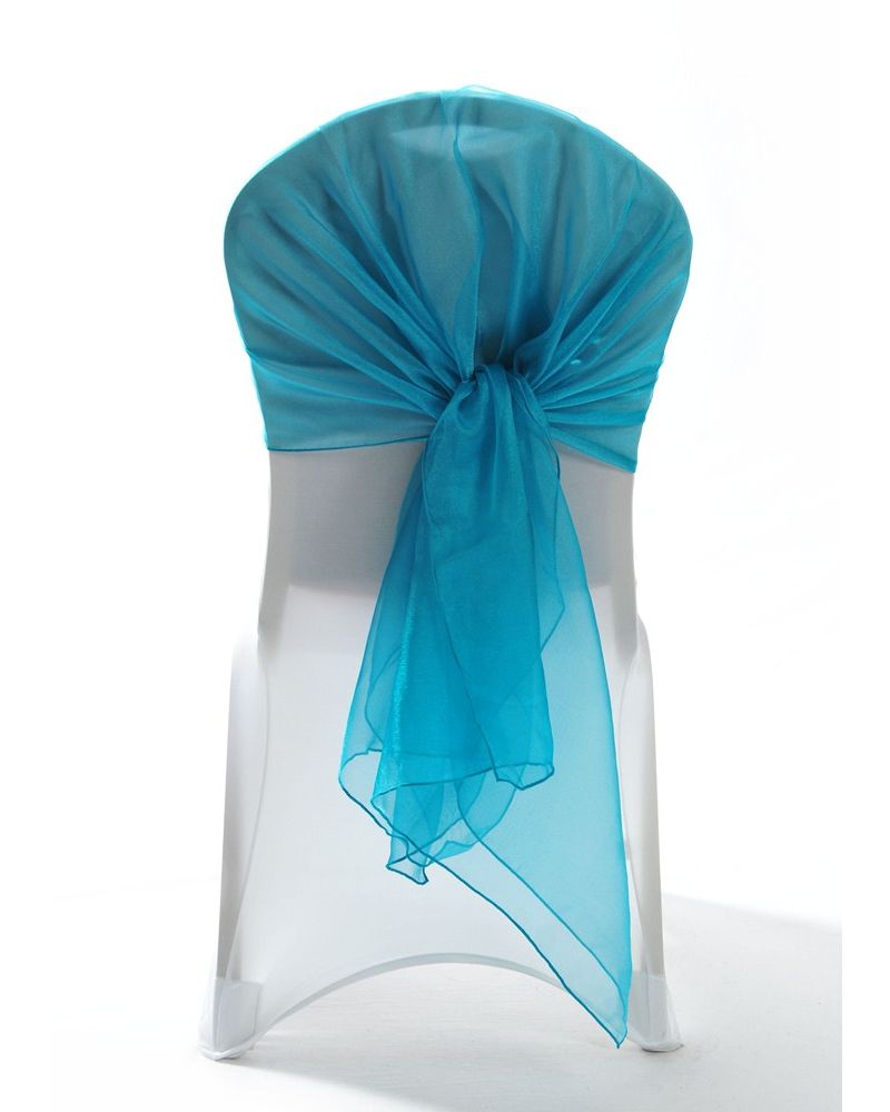 Teal Crystal Organza Chair Cover Hoods Wrap