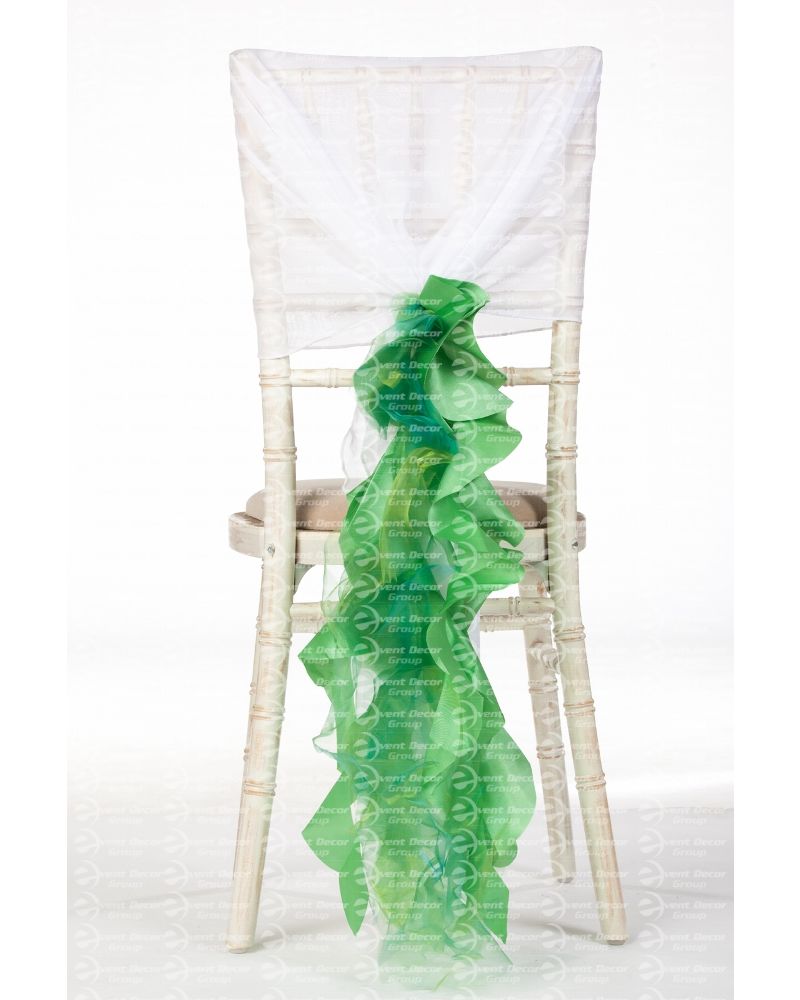 Sage Green Organza Taffeta Mix Fancy Ruffle Chair Cover Wedding Sash Accessory