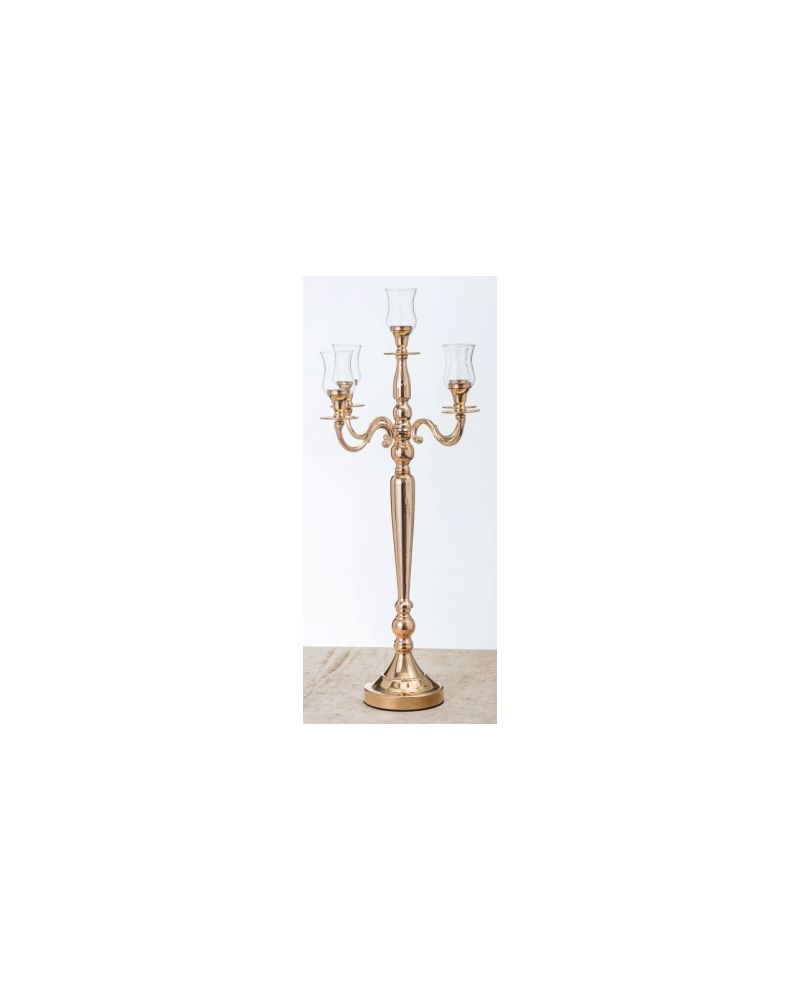78cm French Gold 5 Arm Candelabra with Glass  Holders
