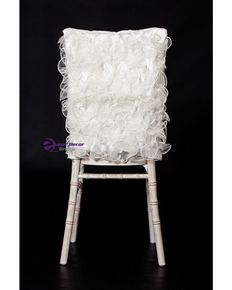 Ivory Fancy Ruffle Back Chiavari Chair Hood Wedding 1/2 Size