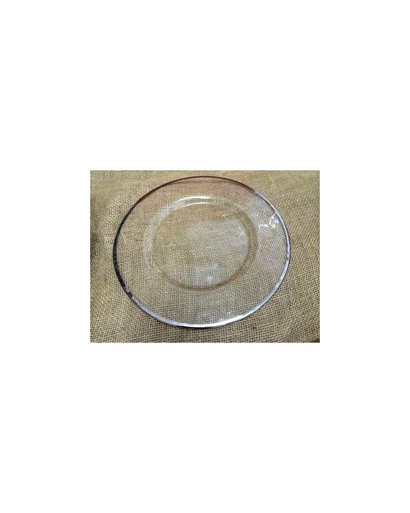 12 x  Glass Charger Plate With Silver Trim  to buy