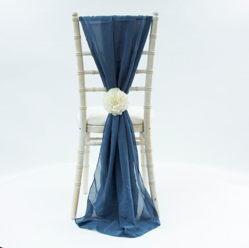 Aegean Dusky Blue Chiffon Vertical Drop -0